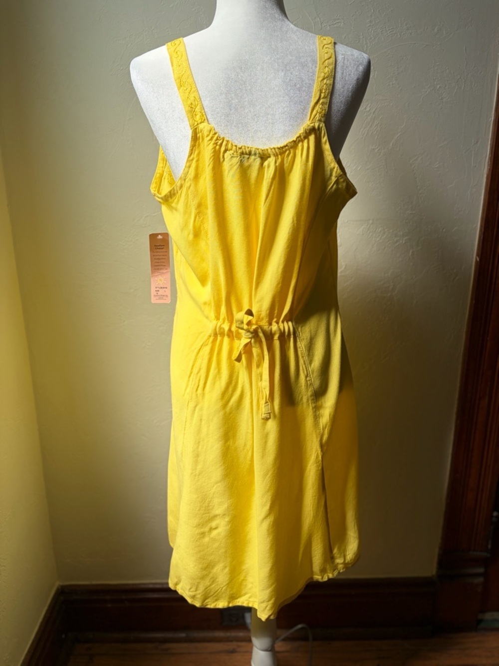 Raya Sun Embroidered Palm Tree Sundress Yellow Sleeveless NWT L - Picture 6 of 9